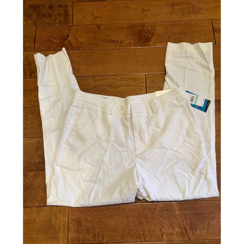 Perry Ellis Portfolio Mens Slim Fit Dress Pants Bright White 34x30 5KM89023